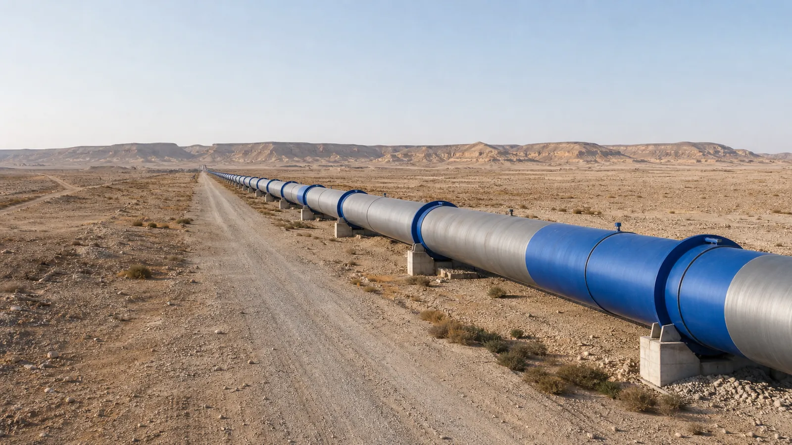 Water transmission pipeline corridor in Saudi Arabia